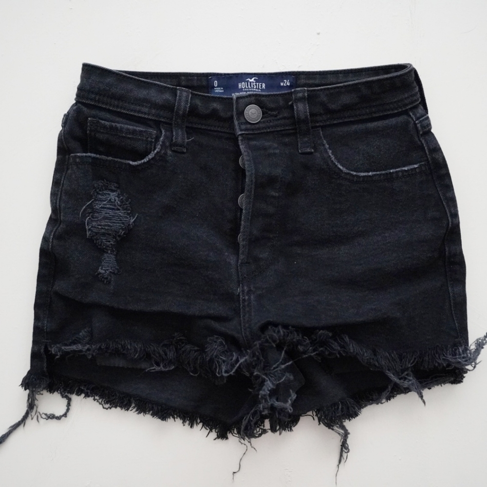 3/$15 Black High Rise Distressed Denim Shorts